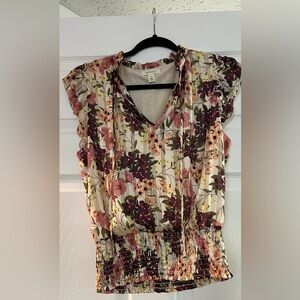Tamara H Floral Blouse in Pink and Brown size S